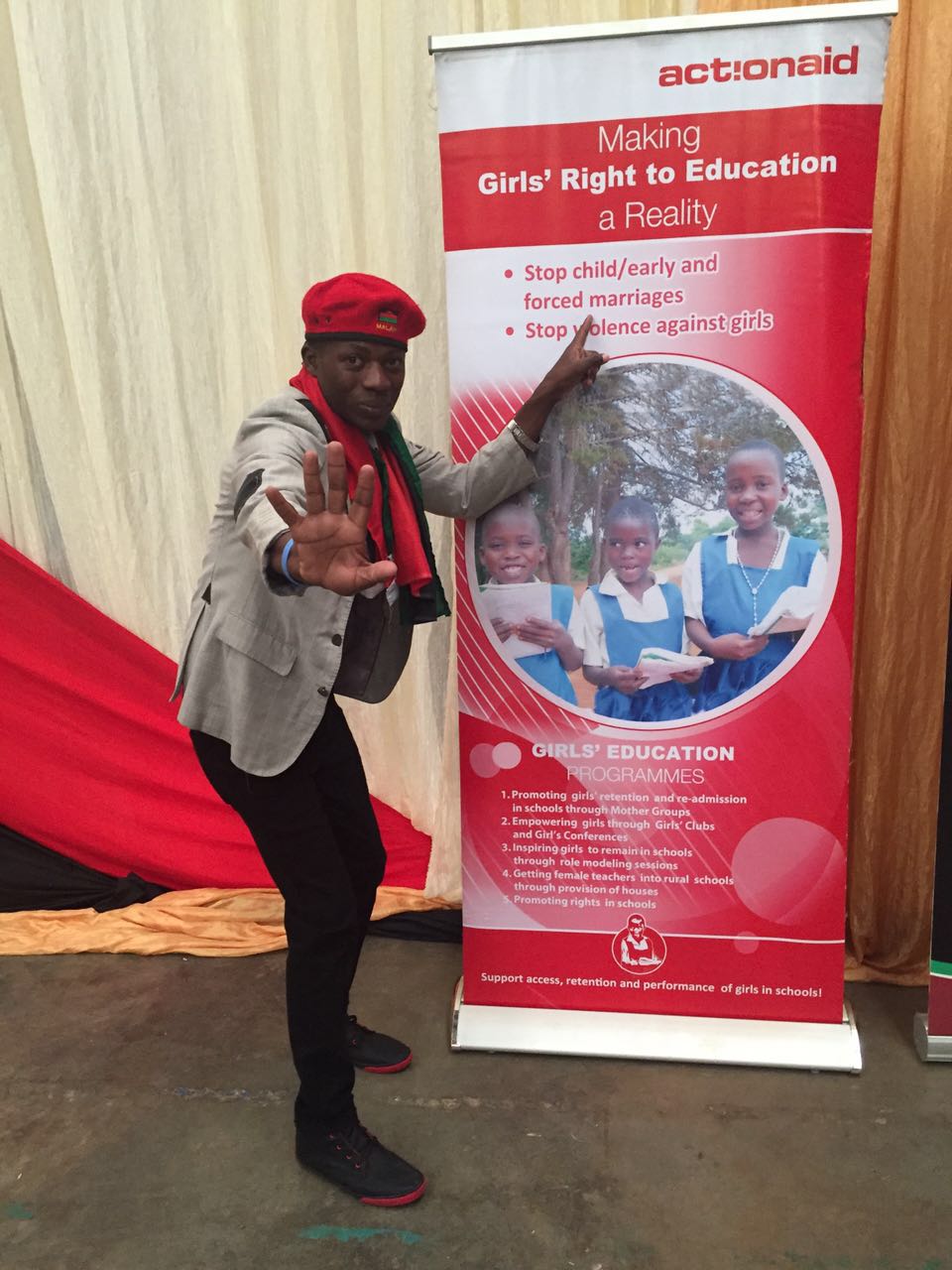 Edward Phiri poses for a photo before making a solidarity speech in Manzini, Swaziland.