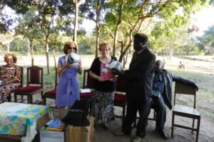Donated items handed over at the school library in Malawi launch